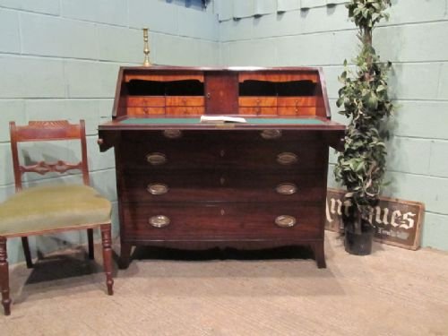 Antique Georgian Mahogany & Walnut Bureau Desk C1780 W3950/18.12