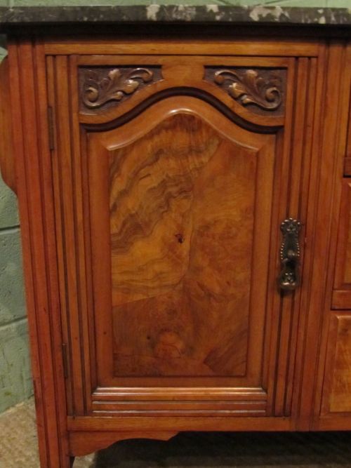 fig 2. ANTIQUE LATE VICTORIAN BURR WALNUT & MARBLE WASHSTAND C1890