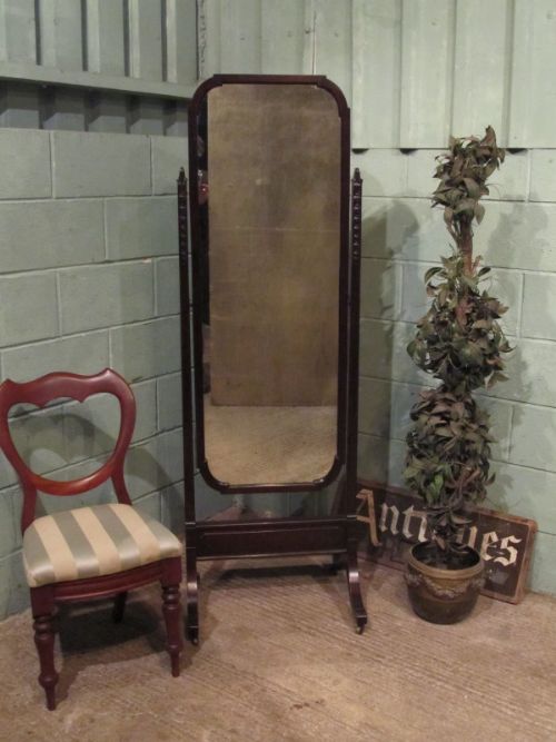Antique Late 19th Century Cuban Mahogany Cheval Mirror C1890