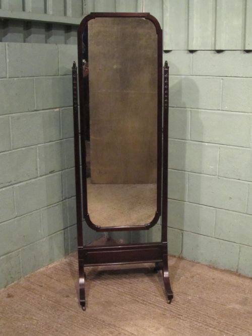 fig 1. ANTIQUE LATE 19th Century CUBAN MAHOGANY CHEVAL MIRROR C1890