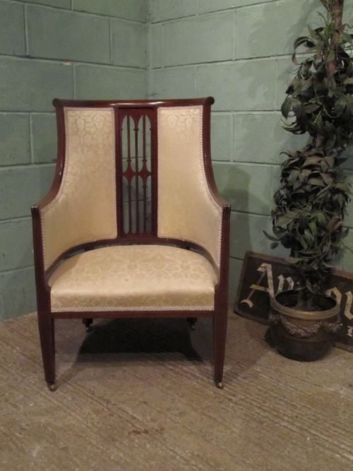 Antique Edwardian Mahogany Tub Armchair C1900