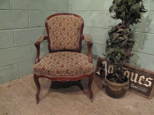Antique 19th Century French Walnut Fauteuil Armchair C1880