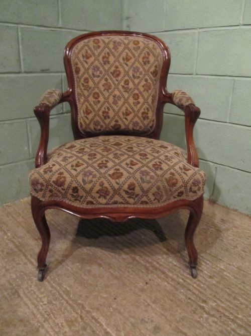 fig 1. ANTIQUE 19TH CENTURY FRENCH WALNUT FAUTEUIL ARMCHAIR C1880