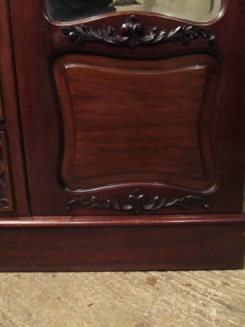 fig 1. Antique Art Nouveau Mahogany Breakfront Triple Wardrobe Compactum c1890
