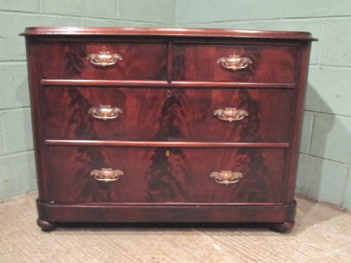 fig 1. ANTIQUE VICTORIAN FLAMED MAHOGANY CHEST OF DRAWERS C1890