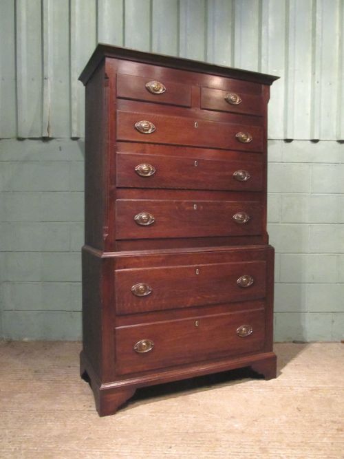 Antique 18th Century Joined Oak Chest on Chest of Drawers C1780
