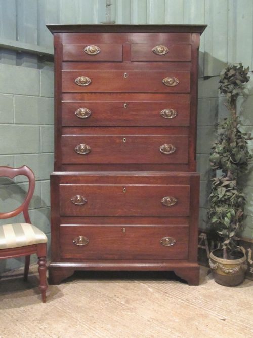 fig 1. ANTIQUE 18TH CENTURY JOINED OAK CHEST ON CHEST of Drawers C1780