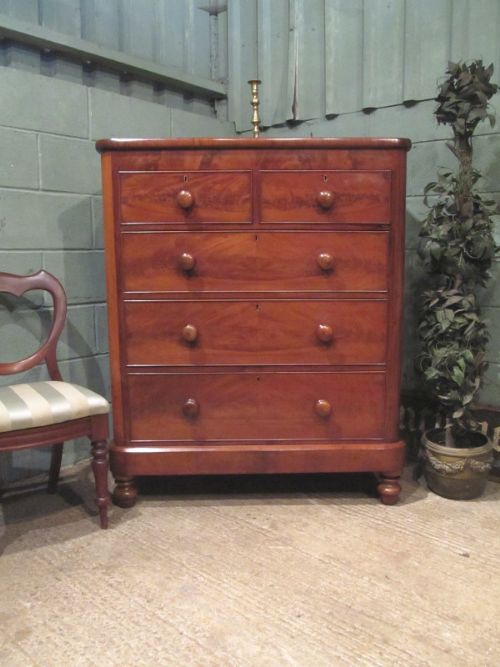 Antique Victorian Tall Mahogany Chest of Drawers C1880