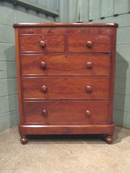 fig 1. ANTIQUE VICTORIAN TALL MAHOGANY CHEST OF DRAWERS C1880