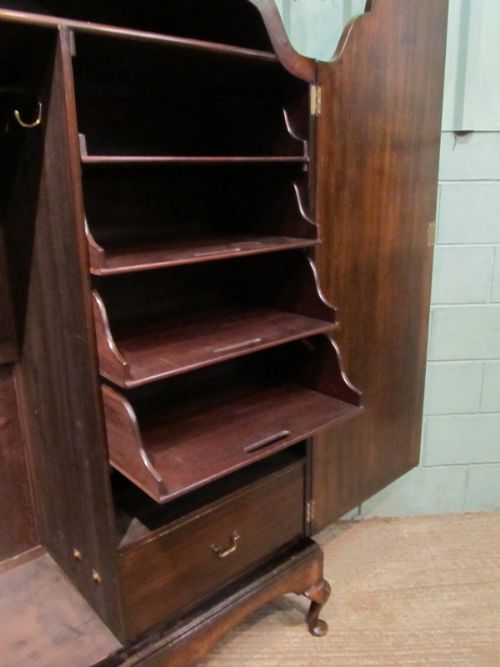 fig 3. Antique Pair Burr Walnut Ladies & Gents Double Wardrobes c1920
