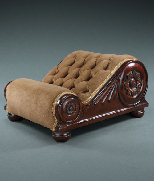 REGENCY BUTTON UPHOLSTERED ROSEWOOD FOOTSTOOL