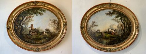 a large pair of continental oil paintings - CATEGORY: ANTIQUE ART - DATED 19TH CENTURY