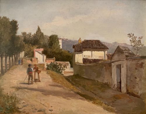 gilt framed oil on panel by john varley - CATEGORY: ANTIQUE ART - DATED 19TH CENTURY