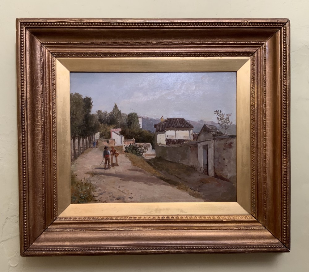Gilt framed oil  on panel by John Varley View V