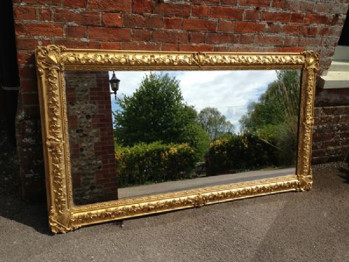 A Large Antique French Highly Decorative Impressive Carved Wood & Gesso Gilt Mirror.