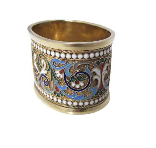 MUSEUM QUALITY IMPERIAL RUSSIAN SILVERGILT NAPKIN RING IN ORIGINAL BOX A LYUBAVIN ST PETERSBURG C 1907 - ADDITIONAL PHOTO 2