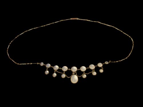 GORGEOUS EDWARDIAN NINE CARAT GOLD MOONSTONE FESTOON NECKLACE C 1905 - ADDITIONAL PHOTO 4