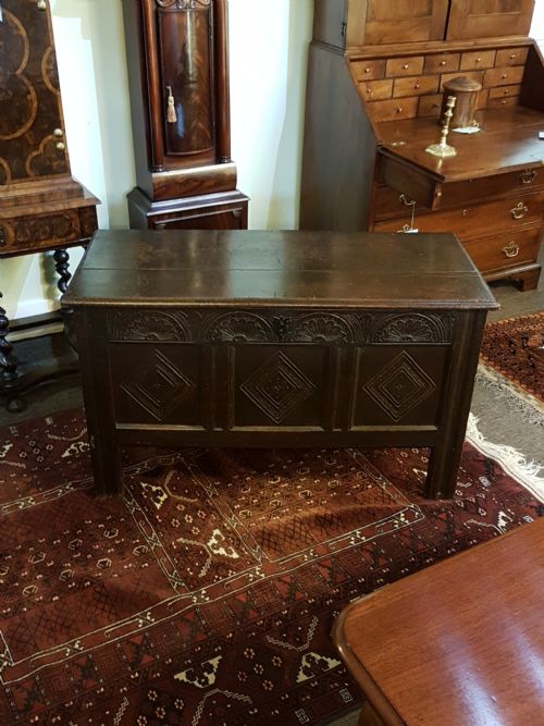 Fine Early 18th Century Carved Oak Coffer