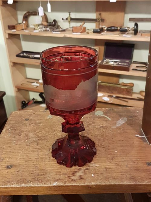 19th Century Bohemian Ruby Wine Glass