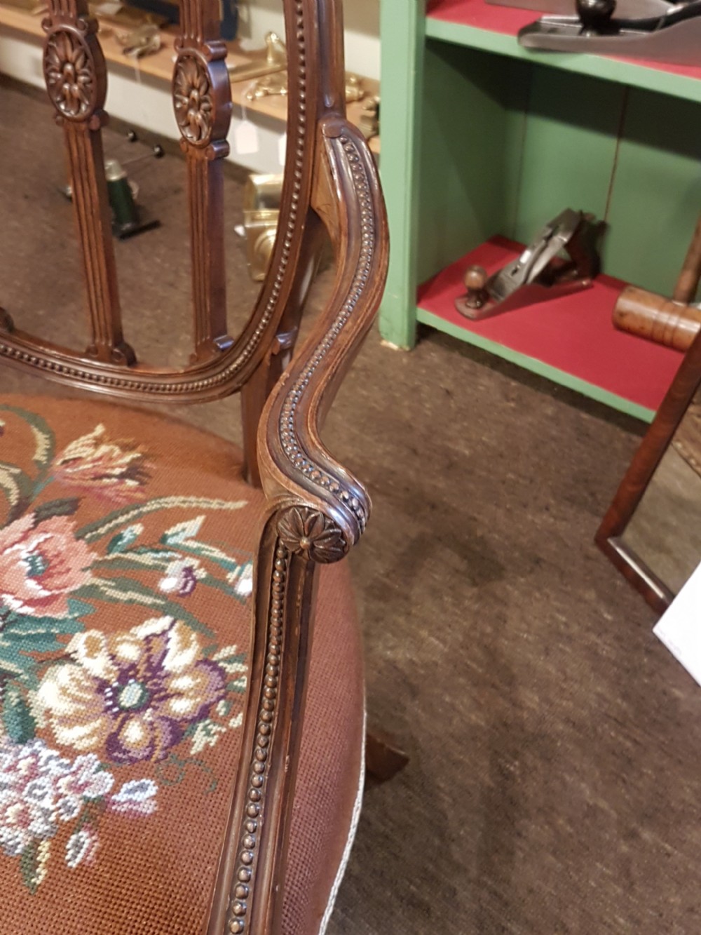 STUNNING HEPPLEWHITE STYLE MAHOGANY ARM CHAIR View IV