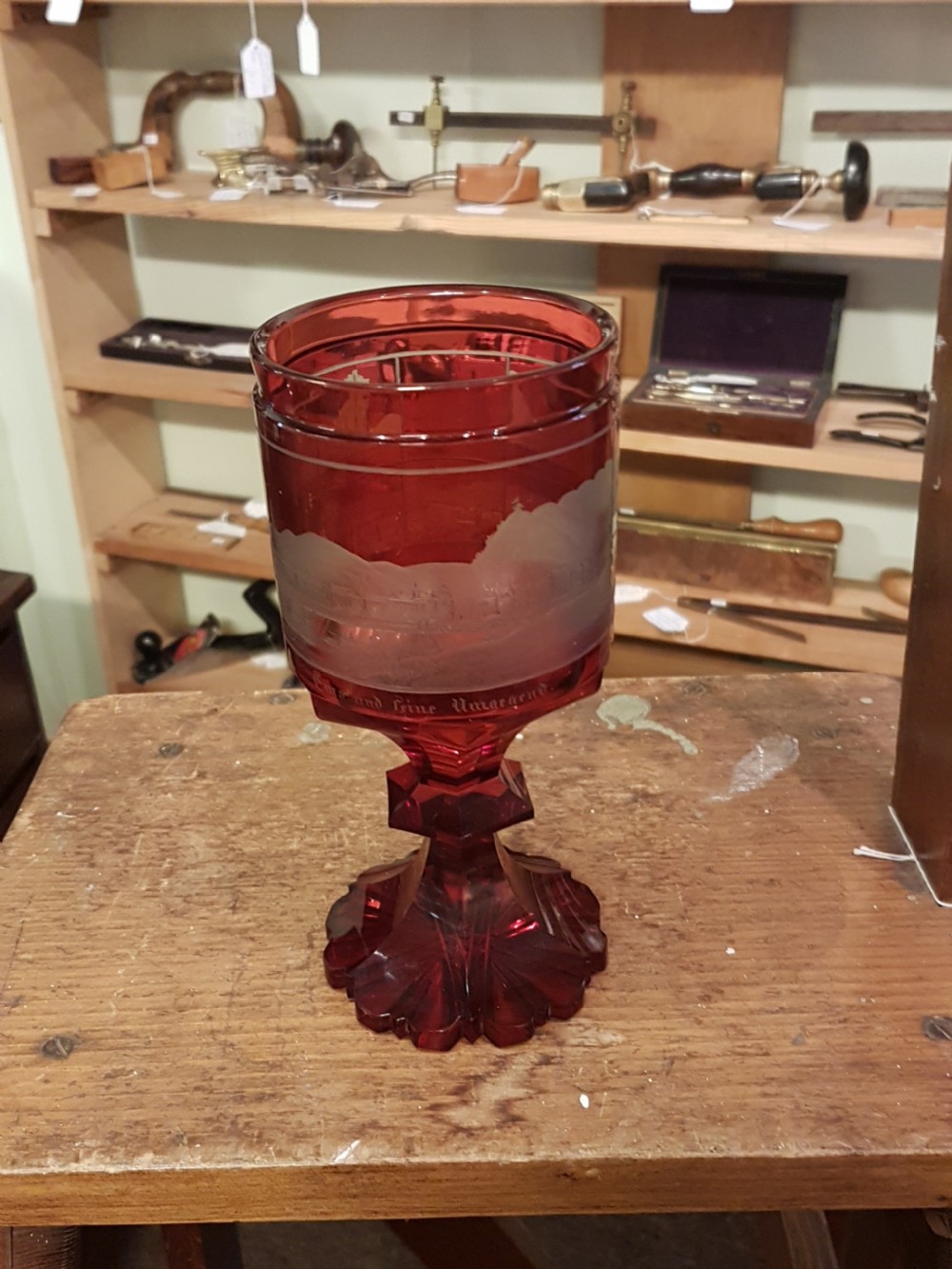 19th CENTURY BOHEMIAN RUBY WINE GLASS