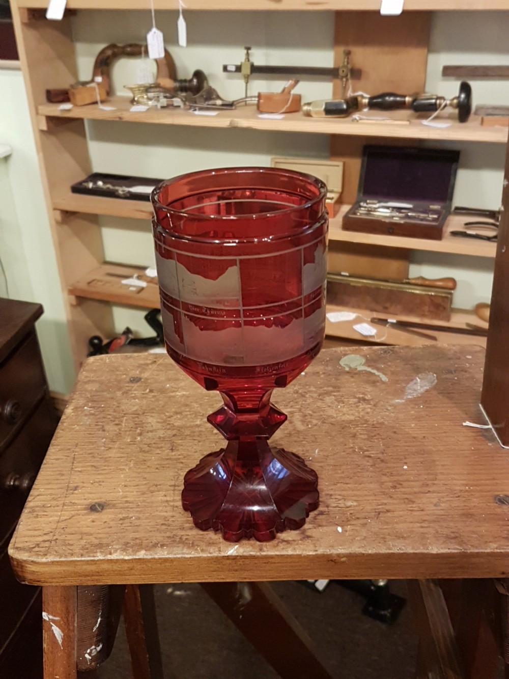 19th CENTURY BOHEMIAN RUBY WINE GLASS View II