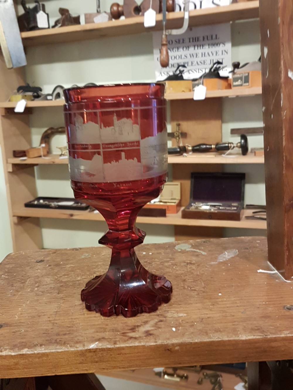 19th CENTURY BOHEMIAN RUBY WINE GLASS View III