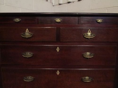 fig 1. ANTIQUE GEORGIAN OAK & MAHOGANY CHEST OF DRAWERS C1780 WDB6187/13.12