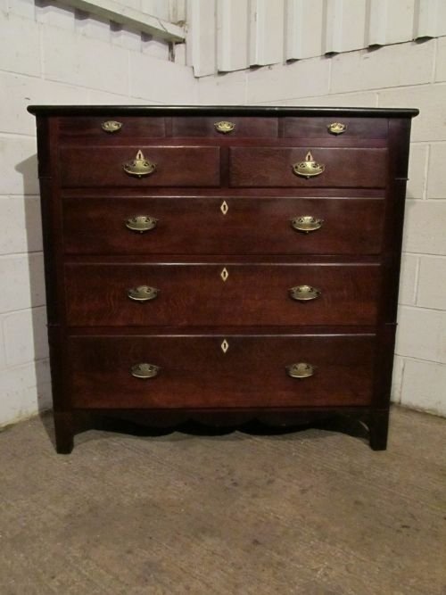 fig 2. ANTIQUE GEORGIAN OAK & MAHOGANY CHEST OF DRAWERS C1780 WDB6187/13.12