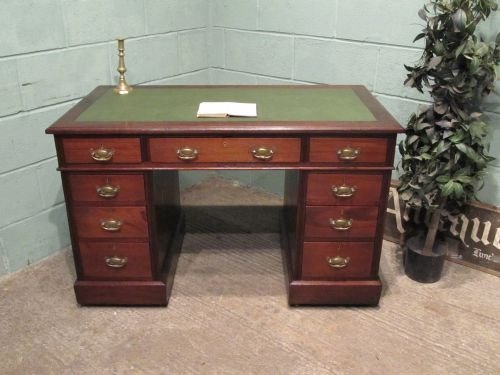 Antique Late Victorian Mahogany Twin Pedastal Kneehole Desk C1890 W652/27.7