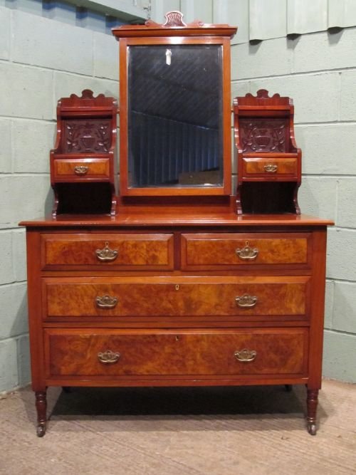 Antique Art Nouveau Mahogany & Walnut Dressing Table Chest C1890 W6380/21.4