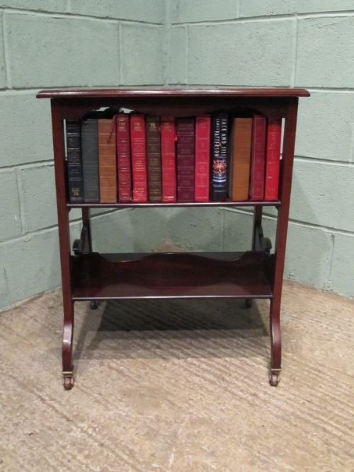 fig 1. ANTIQUE EDWARDIAN MAHOGANY LIBRARY TABLE BOOKCASE TROUGH C1900 W6586/26.9