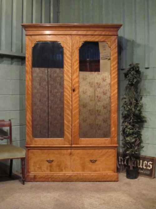 Antique Victorian Satinwood Double Wardrobe C1890 W6689/12.12