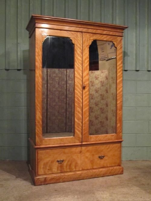 fig 1. ANTIQUE VICTORIAN SATINWOOD DOUBLE WARDROBE C1890 W6689/12.12