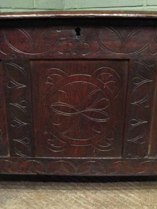 fig 2. Antique Late 17th century country oak coffer box w6839/13.3