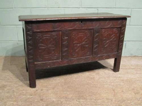 fig 1. Antique Late 17th century country oak coffer box w6839/13.3