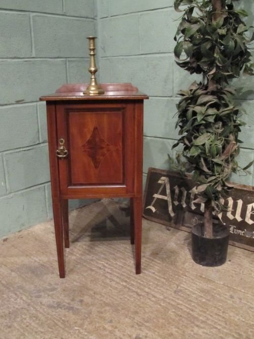 fig 1. ANTIQUE EDWARDIAN INLAID MAHOGANY BEDSIDE CABINET POT CUPBOARD C1900 W6914/16.4