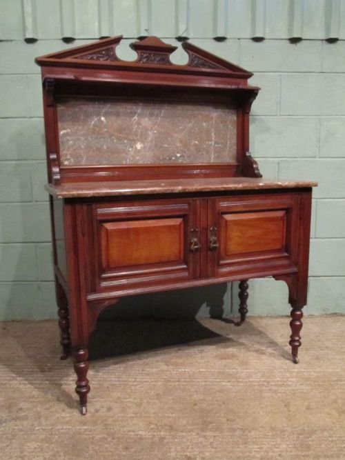 Antique Victorian Art Nouveau Mahogany & Marble Washstand C1890 W6927/7.5