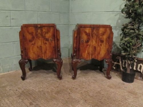 Antique Pair Burr Walnut Bedside Cabinets C1920 W7018/2.7