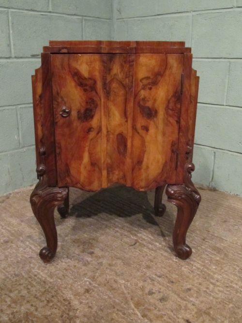 fig 1. ANTIQUE PAIR BURR WALNUT BEDSIDE CABINETS C1920 W7018/2.7