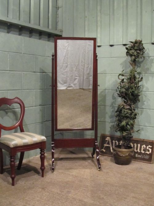 Antique Edwardian Mahogany Cheval Mirror C1900 W7104/8.10