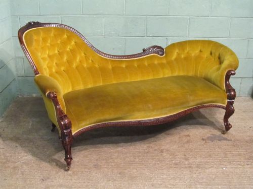 Antique Victorian Walnut Chaise Longue C1890