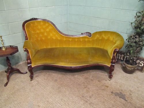 fig 1. Antique Victorian Walnut Chaise Longue c1890