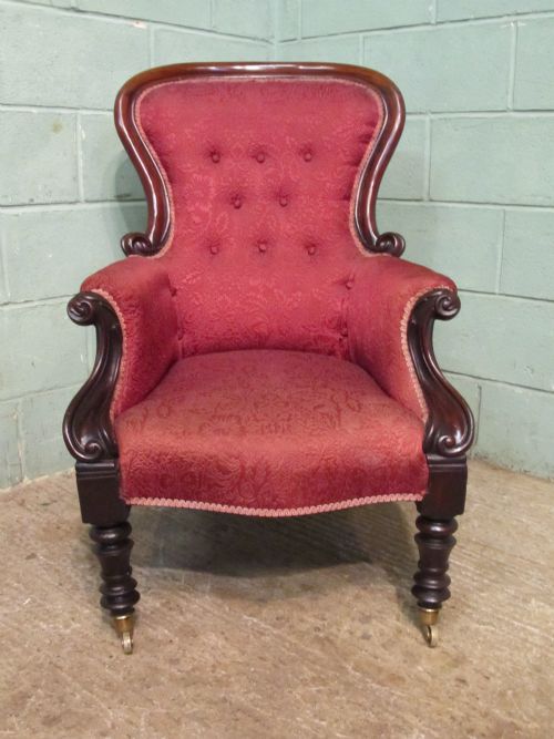 fig 1. Antique Victorian Mahogany Spoon Back Armchair c1880