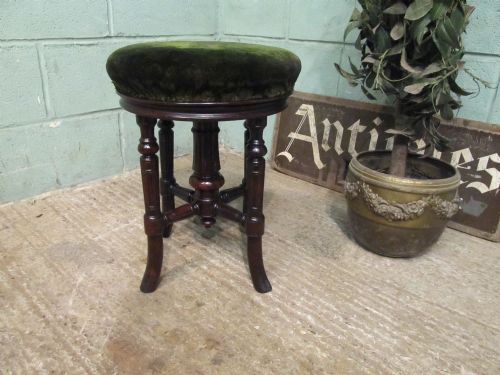 Antique Victorian Mahogany Adjustable Piano Stool C1880