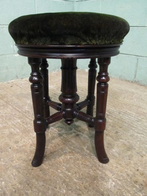 fig 1. Antique Victorian Mahogany Adjustable Piano Stool c1880