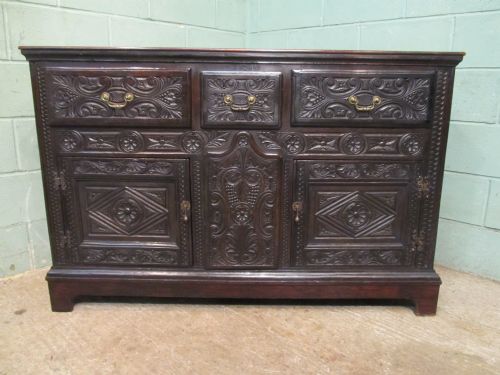 fig 1. Antique Georgian Carved Oak Sideboard C1780