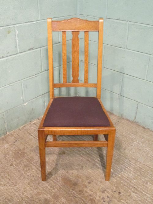 fig 1. Antique Edwardian Set 10 Light Oak Dining Chairs C1900