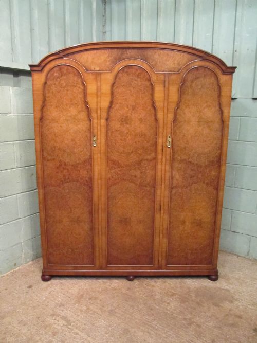 fig 1. Antique Art Deco Burr Walnut Triple Wardrobe c1920