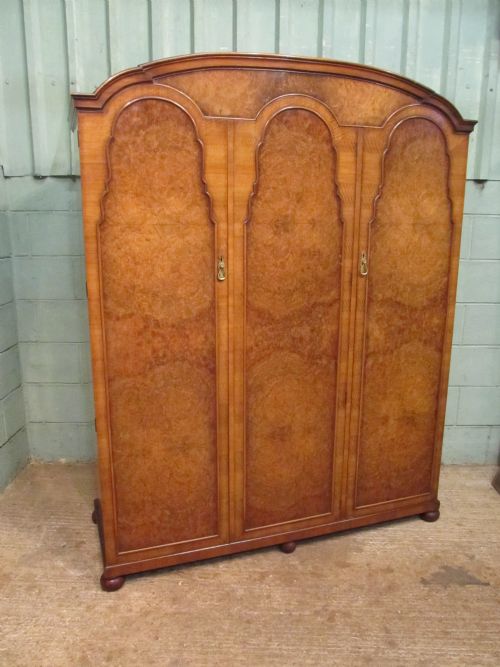 fig 3. Antique Art Deco Burr Walnut Triple Wardrobe c1920